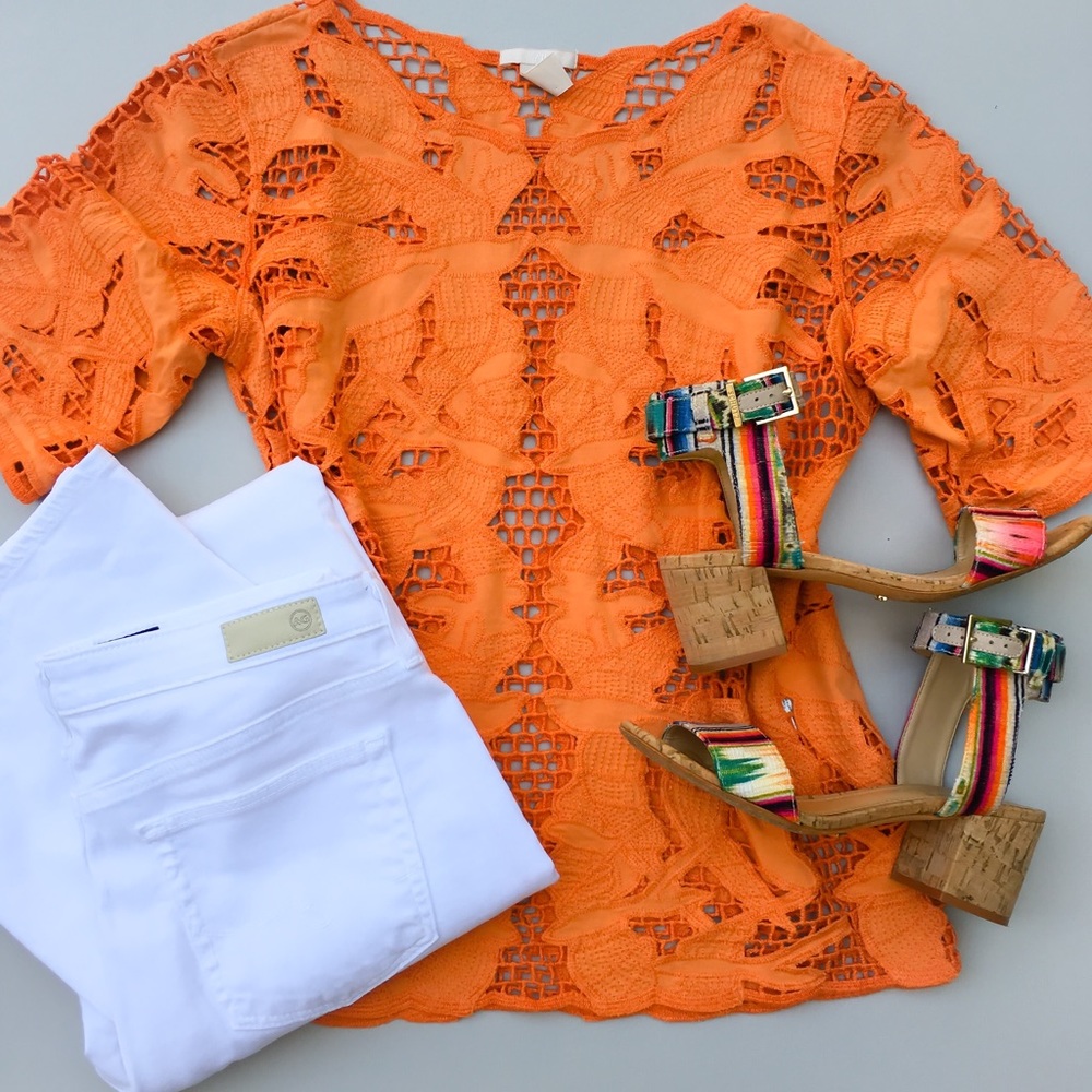 Orange Lace/Embroidery by H&M, size 8